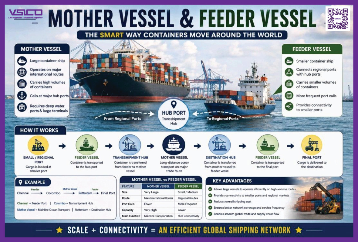 TÀU MẸ VÀ TÀU FEEDER: BỘ ĐÔI KẾT NỐI MẠNG LƯỚI VẬN TẢI CONTAINER TOÀN CẦU!