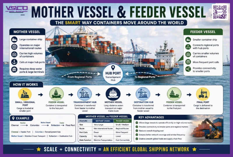 TÀU MẸ VÀ TÀU FEEDER: BỘ ĐÔI KẾT NỐI MẠNG LƯỚI VẬN TẢI CONTAINER TOÀN CẦU!