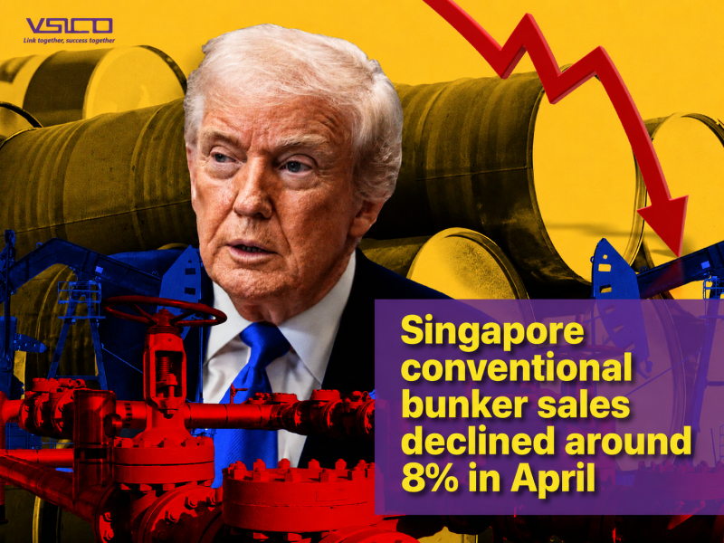 Singapore conventional bunker sales declined around 8% in April